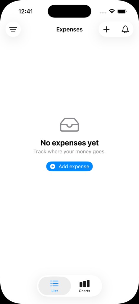 Expenses list – empty state